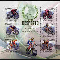 Mozambique 2010 Road Cycle Racing perf sheetlet containing 6 values unmounted mint