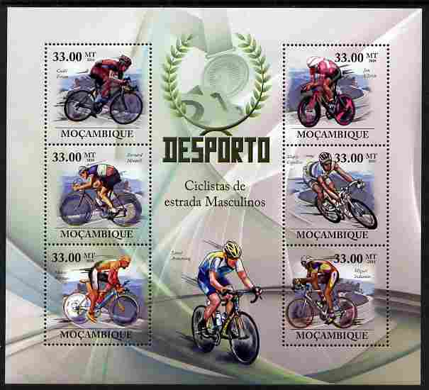 Mozambique 2010 Road Cycle Racing perf sheetlet containing 6 values unmounted mint