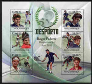 Mozambique 2010 Roger Federer (tennis) perf sheetlet containing 6 values unmounted mint