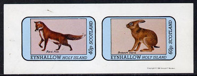 Eynhallow 1981 Animals #03 (Red Fox & Brown Hare) imperf set of 2 values (40p & 60p) unmounted mint