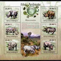 Mozambique 2010 The Environment - Rhinos perf sheetlet containing 6 values unmounted mint Michel 3584-89