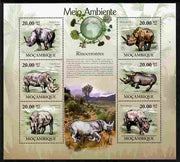 Mozambique 2010 The Environment - Rhinos perf sheetlet containing 6 values unmounted mint Michel 3584-89