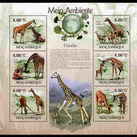 Mozambique 2010 The Environment - Giraffes perf sheetlet containing 6 values unmounted mint Michel 3530-35