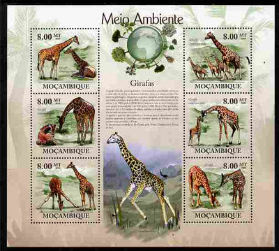 Mozambique 2010 The Environment - Giraffes perf sheetlet containing 6 values unmounted mint Michel 3530-35