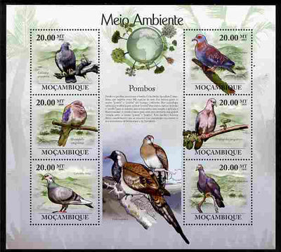 Mozambique 2010 The Environment - Pigeons perf sheetlet containing 6 values unmounted mint Michel 3483-88