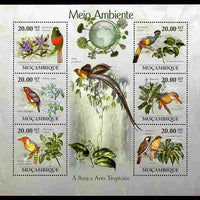 Mozambique 2010 The Environment - Flora & Tropical Birds perf sheetlet containing 6 values unmounted mint Michel 3489-94