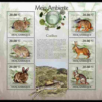 Mozambique 2010 The Environment - Rabbits perf sheetlet containing 6 values unmounted mint Michel 3548-53