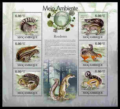 Mozambique 2010 The Environment - Rodents perf sheetlet containing 6 values unmounted mint Michel 3518-23