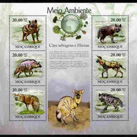 Mozambique 2010 The Environment - Wild Dogs & Hyenas perf sheetlet containing 6 values unmounted mint Michel 3572-77