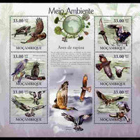 Mozambique 2010 The Environment - Raptors perf sheetlet containing 6 values unmounted mint Michel 3501-06