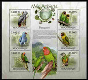 Mozambique 2010 The Environment - Parrots perf sheetlet containing 6 values unmounted mint Michel 3507-12