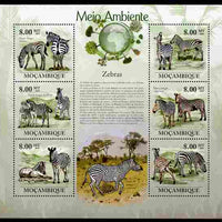 Mozambique 2010 The Environment - Zebras perf sheetlet containing 6 values unmounted mint Michel 3624-29