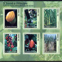 St Thomas & Prince Islands 2010 Coffee, Cocoa & Sugar Cane perf sheetlet containing 6 values unmounted mint