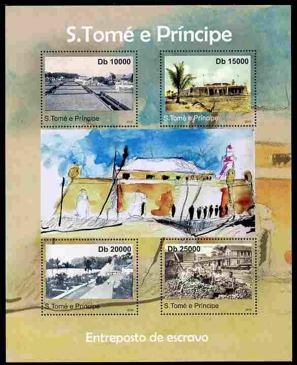 St Thomas & Prince Islands 2010 Slave Warehouses perf sheetlet containing 6 values unmounted mint