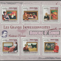 Comoro Islands 2009 Impressionists - Roderick O'Conor perf sheetlet containing 6 values unmounted mint Michel 2507-12