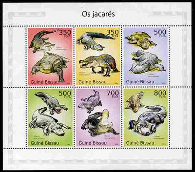 Guinea - Bissau 2010 Alligators perf sheetlet containing 6 values unmounted mint