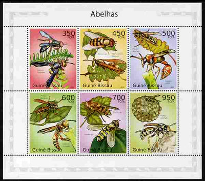Guinea - Bissau 2010 Wasps perf sheetlet containing 6 values unmounted mint