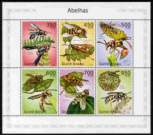 Guinea - Bissau 2010 Wasps perf sheetlet containing 6 values unmounted mint