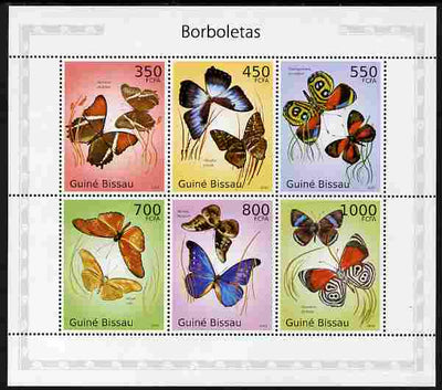 Guinea - Bissau 2010 Butterflies perf sheetlet containing 6 values unmounted mint