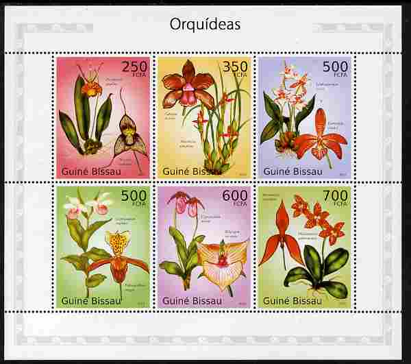 Guinea - Bissau 2010 Orchids perf sheetlet containing 6 values unmounted mint