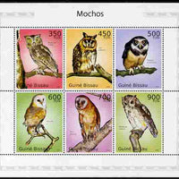 Guinea - Bissau 2010 Owls perf sheetlet containing 6 values unmounted mint