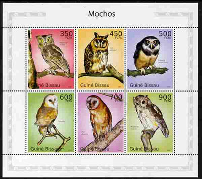 Guinea - Bissau 2010 Owls perf sheetlet containing 6 values unmounted mint