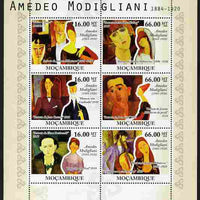 Mozambique 2010 90th Death Anniversary of Amedeo Modigliani perf sheetlet containing 6 values unmounted mint