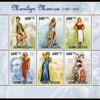 Guinea - Bissau 2010 Marilyn Monroe perf sheetlet containing 6 values unmounted mint