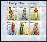 Guinea - Bissau 2010 Marilyn Monroe perf sheetlet containing 6 values unmounted mint