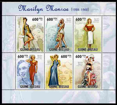 Guinea - Bissau 2010 Marilyn Monroe perf sheetlet containing 6 values unmounted mint