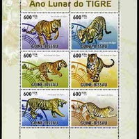 Guinea - Bissau 2010 Chinese New Year - Year of the Tiger perf sheetlet containing 6 values unmounted mint