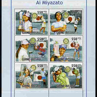 Guinea - Bissau 2010 Japanese Golfers - Ai Miyazato perf sheetlet containing 6 values each with Rotary Logo unmounted mint
