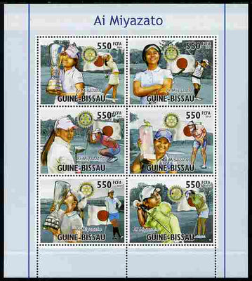 Guinea - Bissau 2010 Japanese Golfers - Ai Miyazato perf sheetlet containing 6 values each with Rotary Logo unmounted mint