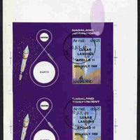 Nagaland 1969 The Moon programme 1ch25 m/sheet opt'd 'Lunar Landing Apollo 11' imperf uncut proof pair with large ink spill in top margin unmounted mint