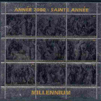 Congo 2000 - Millennium Holy Year #1 perf sheetlet containing 9 values printed on silver foil unmounted mint
