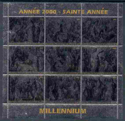 Congo 2000 - Millennium Holy Year #1 perf sheetlet containing 9 values printed on silver foil unmounted mint