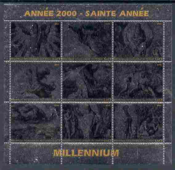Congo 2000 - Millennium Holy Year #2 perf sheetlet containing 9 values printed on silver foil unmounted mint