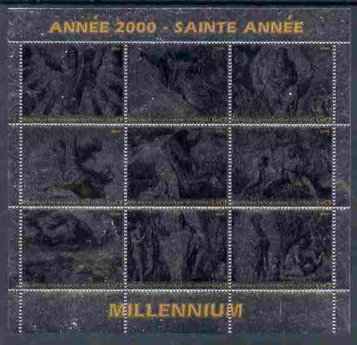Congo 2000 - Millennium Holy Year #2 perf sheetlet containing 9 values printed on silver foil unmounted mint