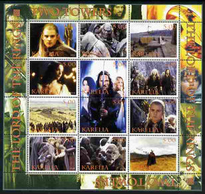 Karelia Republic 2004 Lord of the Rings - Two Towers #2, perf sheetlet containing 12 values unmounted mint