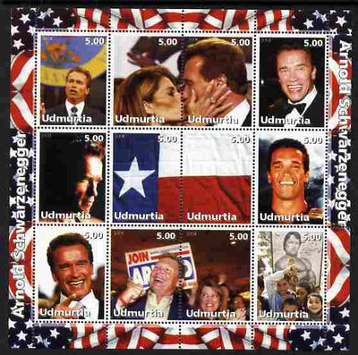 Udmurtia Republic 2004 Arnold Schwarzenegger perf sheetlet containing 12 values unmounted mint
