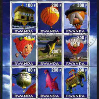 Rwanda 2000 Balloons perf sheetlet containing 9 values fine cto used