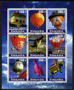 Rwanda 2000 Balloons perf sheetlet containing 9 values fine cto used