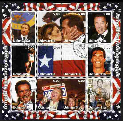 Udmurtia Republic 2004 Arnold Schwarzenegger perf sheetlet containing 12 values fine cto used