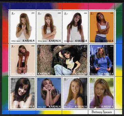 Karjala Republic 2000 Britney Spears perf sheetlet containing 12 values unmounted mint
