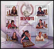 Mozambique 2010 Chess Players - Women large perf sheetlet containing 6 values unmounted mint