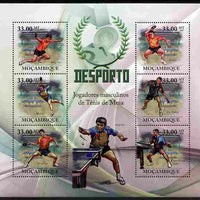Mozambique 2010 Sport - Table Tennis - Men large perf sheetlet containing 6 values unmounted mint