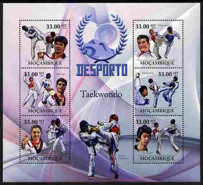Mozambique 2010 Sport - Taekwondo large perf sheetlet containing 6 values unmounted mint