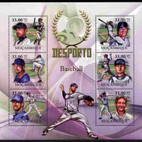 Mozambique 2010 Sport - Baseball large perf sheetlet containing 6 values unmounted mint