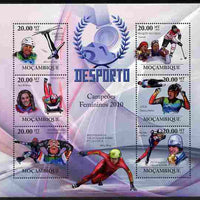 Mozambique 2010 Sport - Winter Games - Women large perf sheetlet containing 6 values unmounted mint