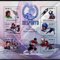 Mozambique 2010 Sport - Winter Games - Men large perf sheetlet containing 6 values unmounted mint